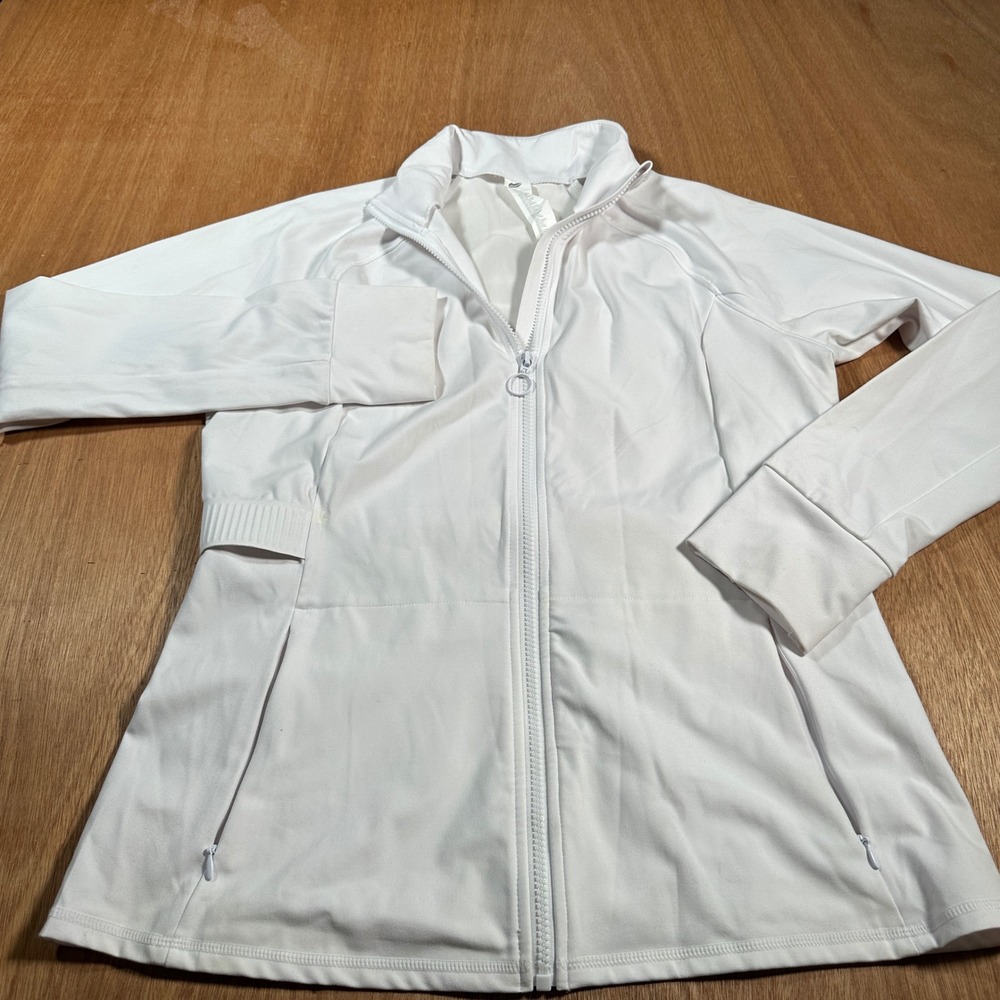 Fabletics Full Zip Jacket Women XL White Athletic Performance Thumbhole Vent